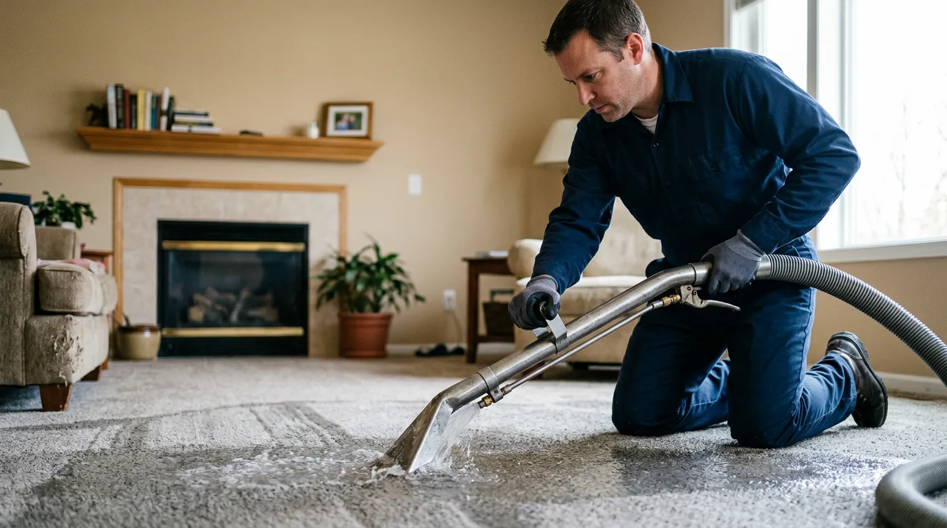Water damage restoration technician working near Chelsea, VT